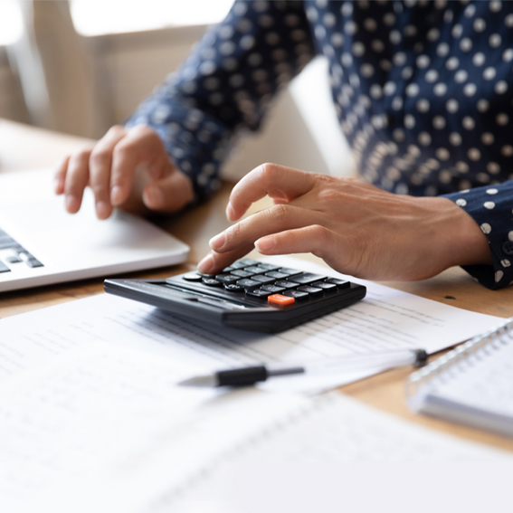 calculator person using calculator